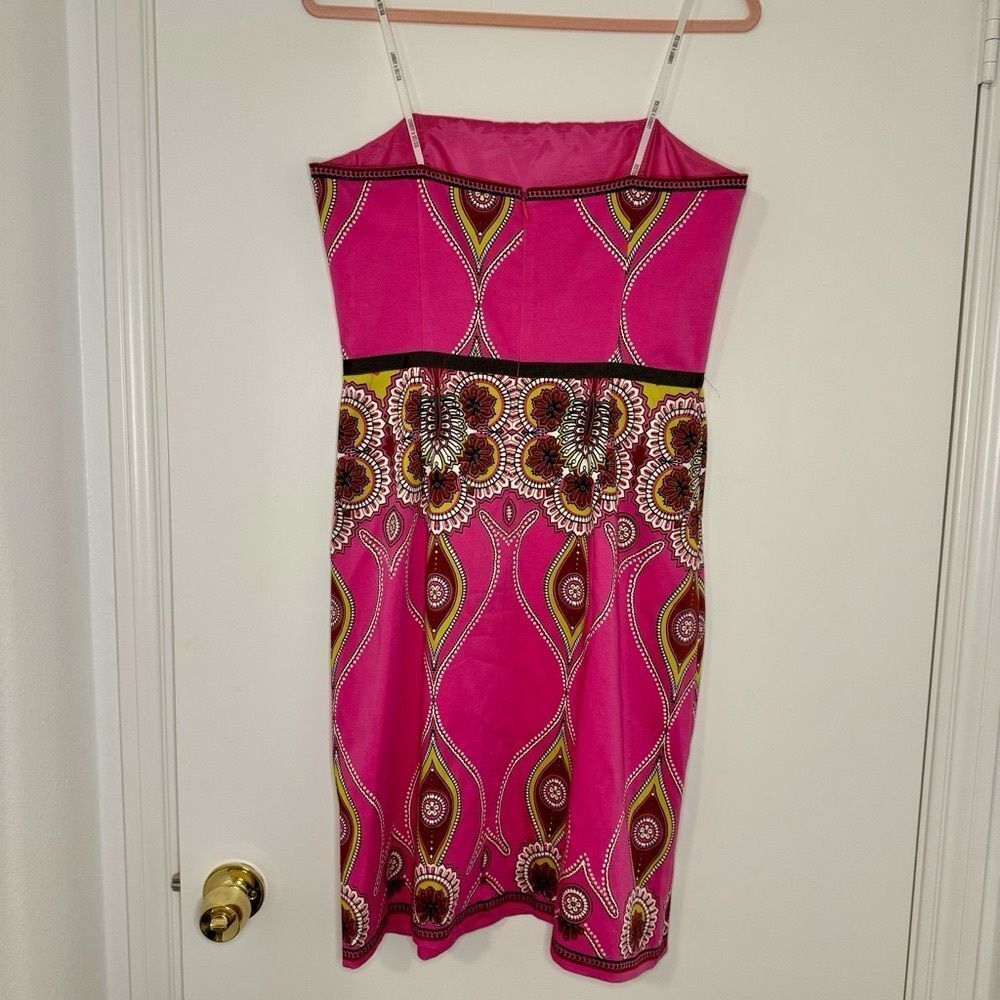 Laundry By Shelli Segal Pink A-Line Strapless Paisley Print Dress Size 10 - Picture 5 of 6